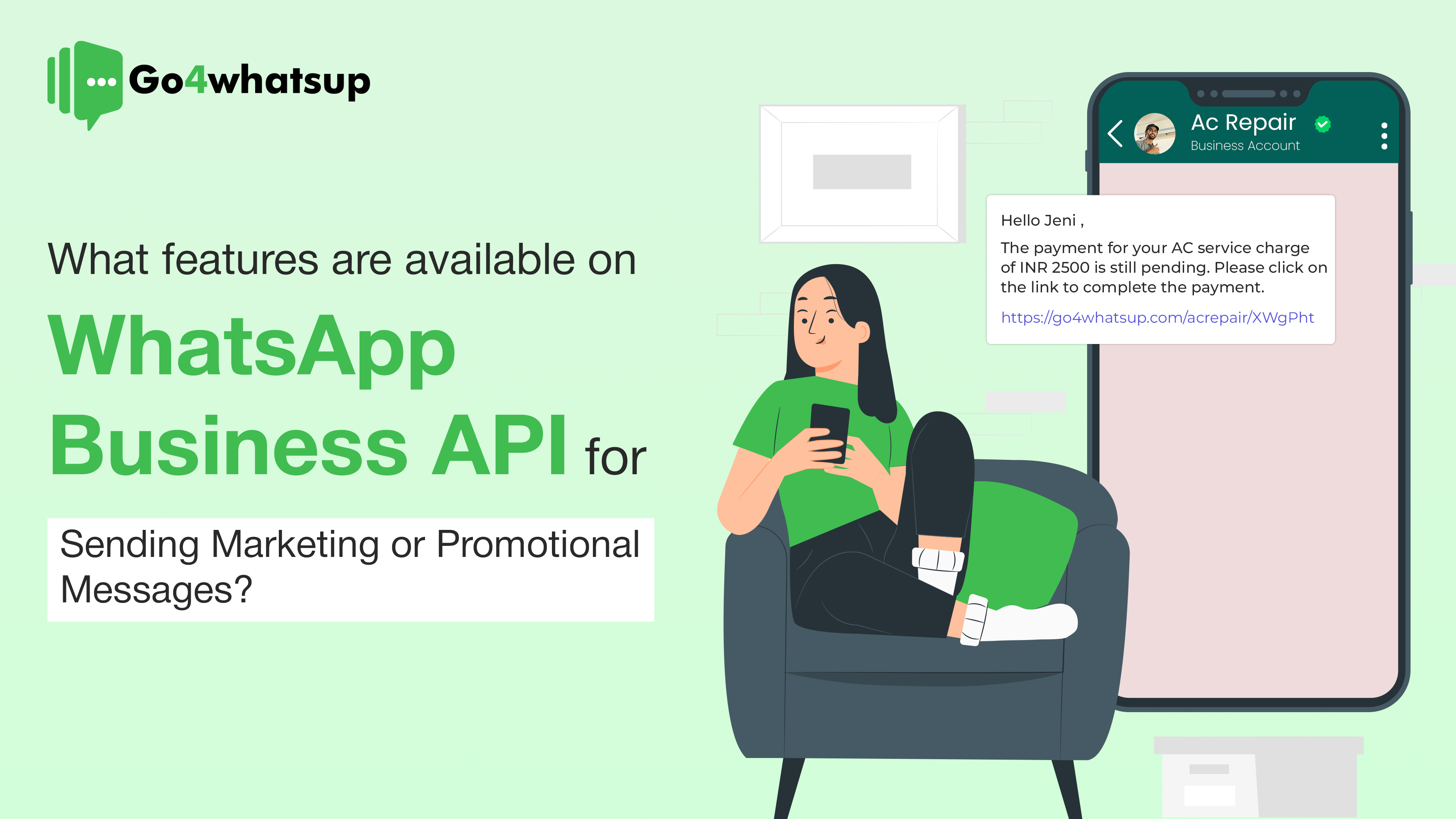 What features are available on WhatsApp Business API for sending marketing or promotional messages